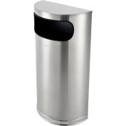 Global Industrial Half Round Side Open Trash Can, 9 Gallon, Matte Stainless Steel