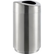 Global Industrial Round Curved Open Top Trash Can, 32 Gallon, Satin Stainless Steel