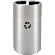 Global Industrial Round Multi-Stream Recycling Can, 31 Gallon Total, Satin Aluminum