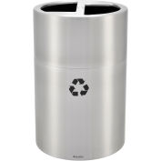 Global Industrial Round Multi-Stream Recycling Can, 45 Gallon Total, Satin Aluminum