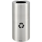 Global Industrial Aluminum Round Open Top Recycling Can, 20 Gallon, Satin Clear