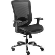 Heavy Duty Chair With High Back & Adjustable Arms, Mesh, Black w/ Aluminum Frame