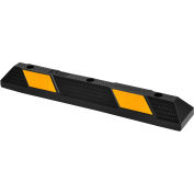 Global Industrial Rubber Parking Stop/Curb Block, 36"L, Black w/ Yellow Stripes