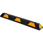 Global Industrial Rubber Parking Stop/Curb Block, 48"L, Black with Yellow Stripes