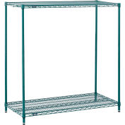 Nexel 2 Tier Wire Shelving Starter Unit, Poly-Green, 54"W x 24"D x 34"H