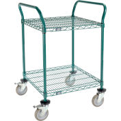 Nexel Utility Cart, 2 Shelf, Poly-Green, 24"L x 24"W x 39"H, Polyurethane Brake Casters