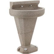 Global Industrial Foot-Operated Pedestal Wash Fountain, 2 Station, Elliptical