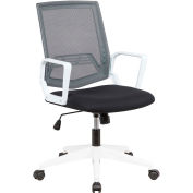Mesh Task Chair w/ Fabric Seat, Black w/ White Frame