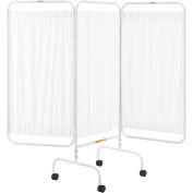 Mobile 3-Panel Privacy Screen, Vinyl Panels, 79.5"W x 68"H, White