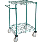 Nexel 2 Shelf Cart, Poly-Green, 24"L x 24"W x 40"H, Polyurethane Rigid Casters