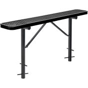 Global Industrial 6' Outdoor Steel Flat Bench, Expanded Metal, In Ground Mount, Black