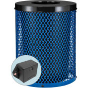 Global Industrial TrashTalk Thermoplastic Mesh Trash Can w/Flat Lid, 36 Gal., Blue