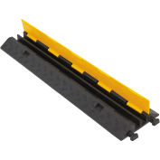 Global Industrial 2-Channel Industrial Cable Protector, 16,000 lbs. Cap., Black & Yellow
