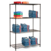 Nexel Black Epoxy, 5 Tier, Wire Shelving Starter Unit, 24"W x 14"D x 86"H