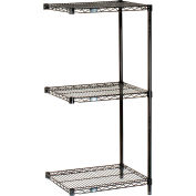 Nexel Black Epoxy, 3 Tier, Wire Shelving Add-On Unit, 54"W x 18"D x 34"H