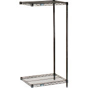 Nexel Black Epoxy, 2 Tier, Wire Shelving Add-On Unit, 54"W x 21"D x 34"H