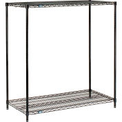 Nexel Black Epoxy, 2 Tier, Wire Shelving Starter Unit, 54"W x 18"D x 34"H