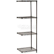 Nexel Black Epoxy, 5 Tier, Wire Shelving Add-On Unit, 48"W x 14"D x 86"H