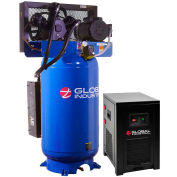 Global Industrial Silent Two Stage Piston Air Compressor w/Dryer, 5 HP, 80 Gal., 1 Phase, 230V