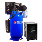 Global Industrial Silent Two Stage Piston Air Compressor w/Dryer, 7.5 HP, 80 Gal, 1 Phase,230V