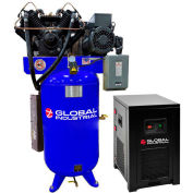 Global Industrial Silent Two Stage Piston Air Compressor w/Dryer, 10 HP, 80 Gal, 1 Phase, 230V