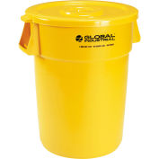 Global Industrial Plastic Trash Can with Lid - 44 Gallon Yellow