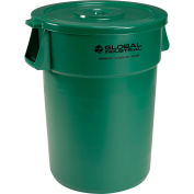 Global Industrial 44 Gallon Plastic Trash Can with Lid, Green