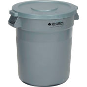 Global Industrial 20 Gallon Plastic Trash Can with Lid, Gray