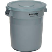 Global Industrial 10 Gallon Plastic Trash Can with Lid, Gray