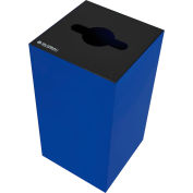 Global Industrial Square Recycling Can with Mixed Recycling Lid, 28 Gallon, Blue