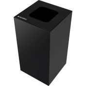 Global Industrial Square Recycling/Trash Can with Waste Lid, 28 Gallon, Black