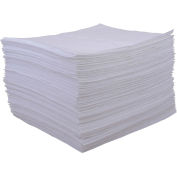 Global Industrial Oil Only Sorbent Pads, Medium-weight, 15"W x 18"L, White, 100/Pack