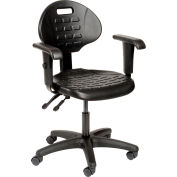 Interion Polyurethane Task Chair with Adjustable Arms, Black