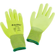 Global Industrial Flat Polyurethane Coated Gloves, Medium, Hi-Viz Lime - Pkg Qty 12