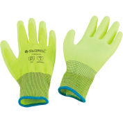 Global Industrial Flat Polyurethane Coated Gloves, X-Large, Hi-Viz Lime - Pkg Qty 12