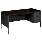 HON Metro Classic Series Right Pedestal Desk, 66"W x 30"D x 29-1/2"H, Mahogany
