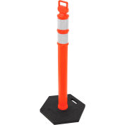 Global Industrial Portable Reflective Delineator Post with Hexagonal Base, 49"H, Orange