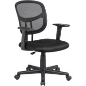 Global Industrial Mesh Back Office Chair with Lumbar Support, Fabric Seat, Black