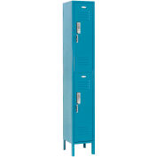 2-Tier 2 Door Digital Locker, 12"W x 15"D x 36"H, Blue, Assembled