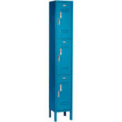 3-Tier 3 Door Digital Locker, 12"W x 15"D x 24"H, Blue, Assembled
