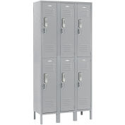 2-Tier 6 Door Digital Locker, 12"W x 15"D x 36"H, Gray, Assembled