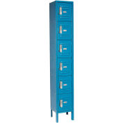6-Tier 6 Door Digital Box Locker, 12"W x 12"D x 12"H, Blue, Assembled