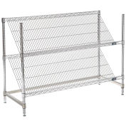 Global Industrial 2 Shelf, Chrome Slant Wire Shelving Unit, Starter, 48"W x 18"D x 34"H