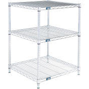 Global Industrial 3 Shelf, Chrome Wire Shelving Unit, Starter, 24"W x 21"D x 34"H