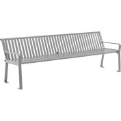 Global Industrial 8 ft. Outdoor Park Bench with Back, Vertical Steel Slat, Gray, Unassembled