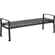48" L Outdoor Steel Slat Park Bench Without Back, Black, Unassembled