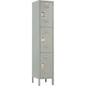 Global Industrial Infinity 3-Tier 3 Door Locker, 15"W x 18"D x 78"H, Gray, Assembled