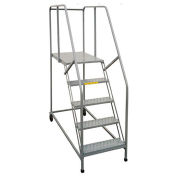 OPEN-BOX/USED 4 Step Steel Rolling Ladder, 42" Handrails, Perf Treads, 24"W, 500 Lb Cap - CLEARANCE