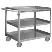Durham Mfg® Stock Cart w/ 3 Shelves, Stainless Steel, 600 lb. Cap., 54-7/16"L x 22-1/2"W x 34"H