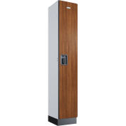 Global Industrial 1-Tier 1 Door Digital Wood Locker, 12"W x 15"D x 72"H, Cherry, Unassembled